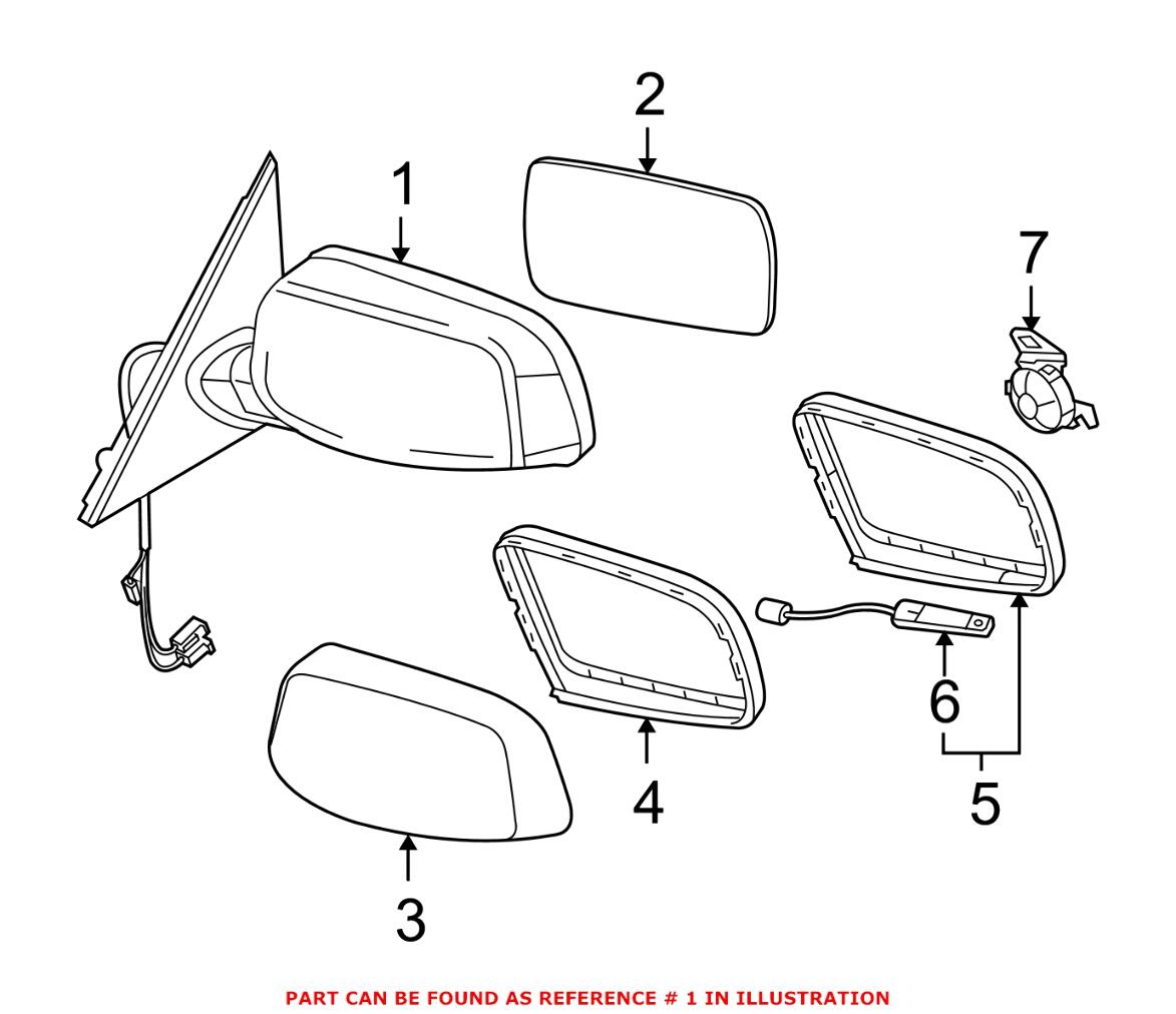 BMW Door Mirror - Front Passenger Side 51167189594